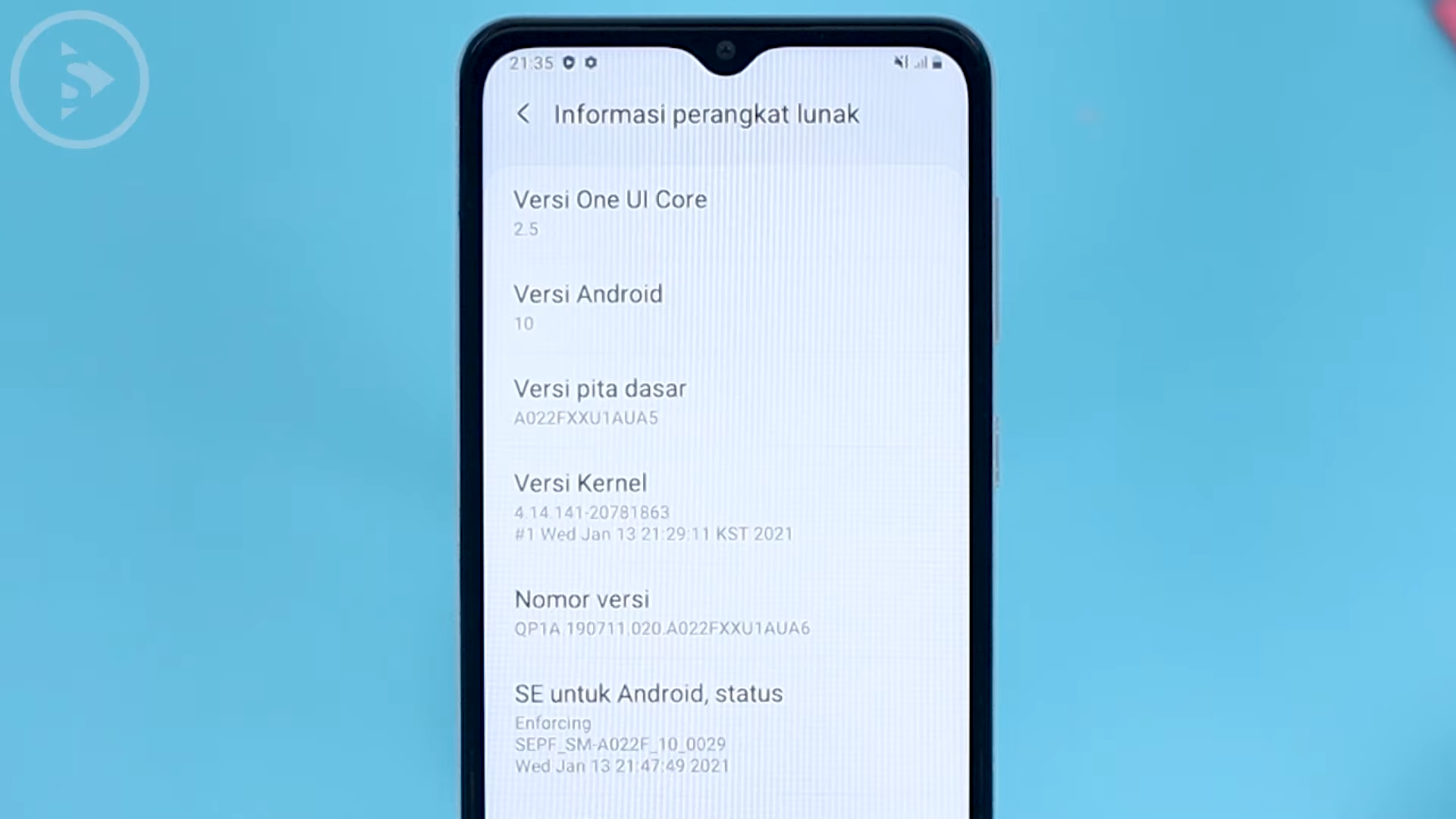 One UI Version of Samsung Galaxy A02